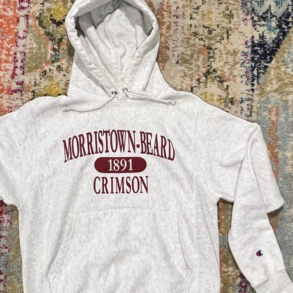 Vintage 80s Champion Morristown - Beard Crimson New Jersey 1980s Sweatshirt - Picture 2 of 3